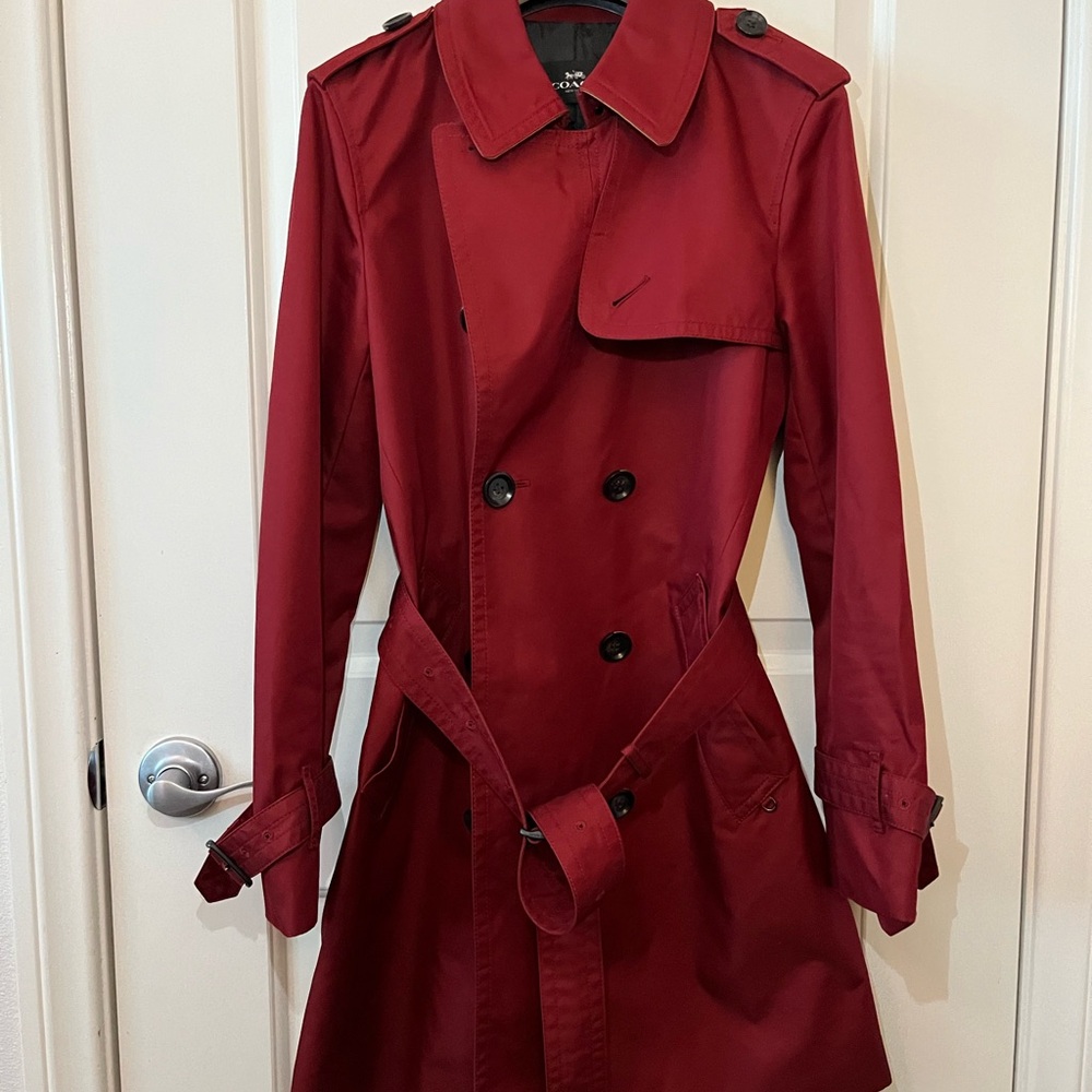 Coach Women's Deep Red Trench Coat